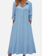 Button Front Midi Shirt Dress