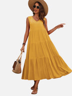 Tiered V-Neck Maxi Dress