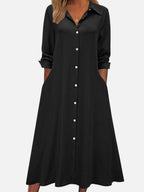 Button Front Midi Shirt Dress