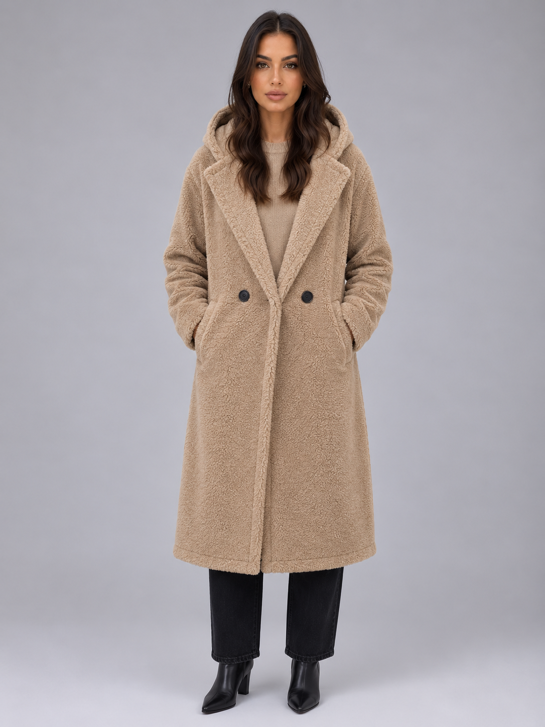 Long Hooded Teddy Coat – Oversized Borg Winter Coat