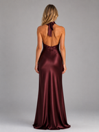 Satin Halter Maxi Dress