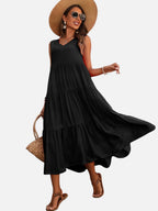 Tiered V-Neck Maxi Dress