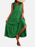 Tiered V-Neck Maxi Dress