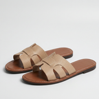 Leather Look Slide Sandals