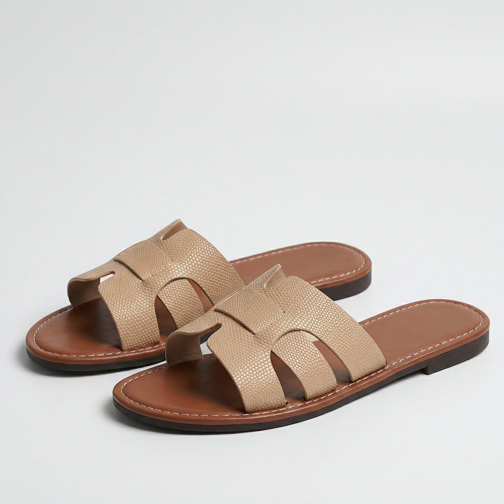 Women's Leather Look Slide Sandals