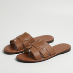 Leather Look Slide Sandals