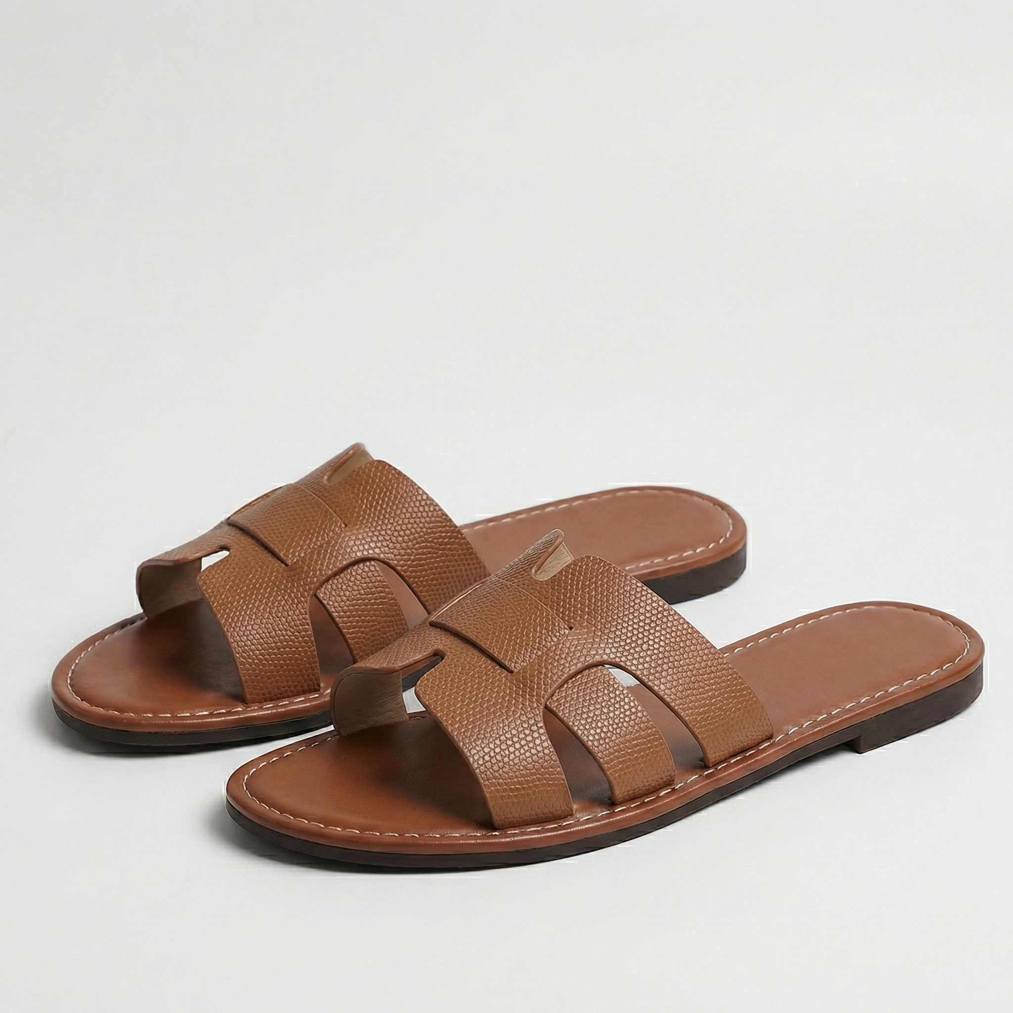 Women's Leather Look Slide Sandals