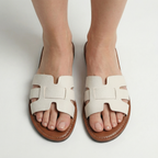 Leather Look Slide Sandals