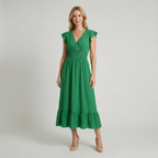 Shirred Waist Midi Dress