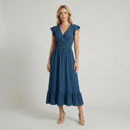 Shirred Waist Midi Dress