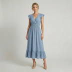 Shirred Waist Midi Dress
