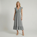 Shirred Waist Midi Dress