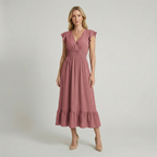 Shirred Waist Midi Dress
