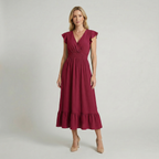 Shirred Waist Midi Dress