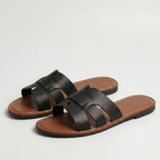 Leather Look Slide Sandals