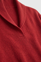 Sweater – women's relaxed ribbed V-neck — Red