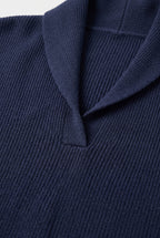 Sweater – women's relaxed ribbed V-neck — Blue