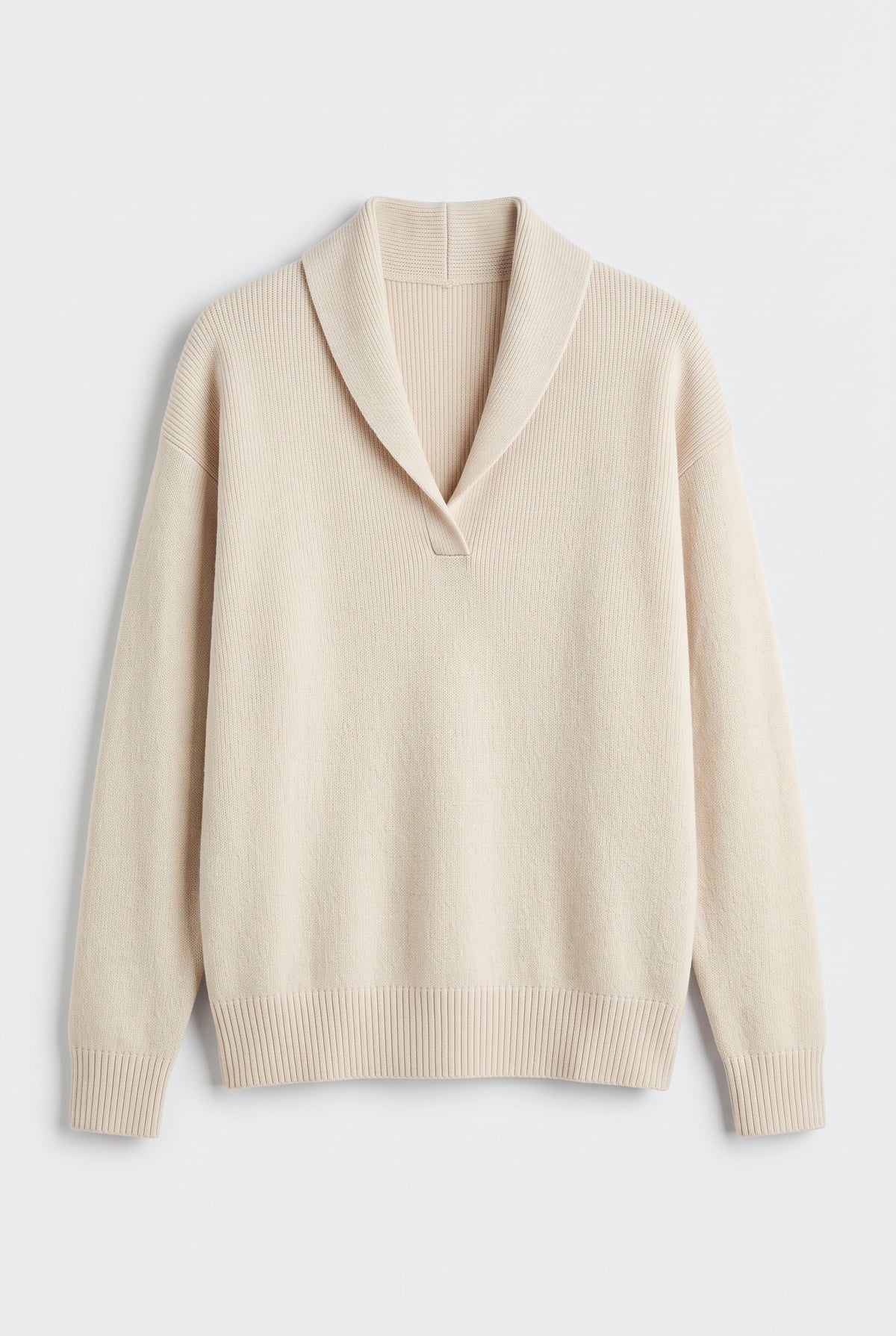 Sweater – women's relaxed ribbed V-neck — Cream