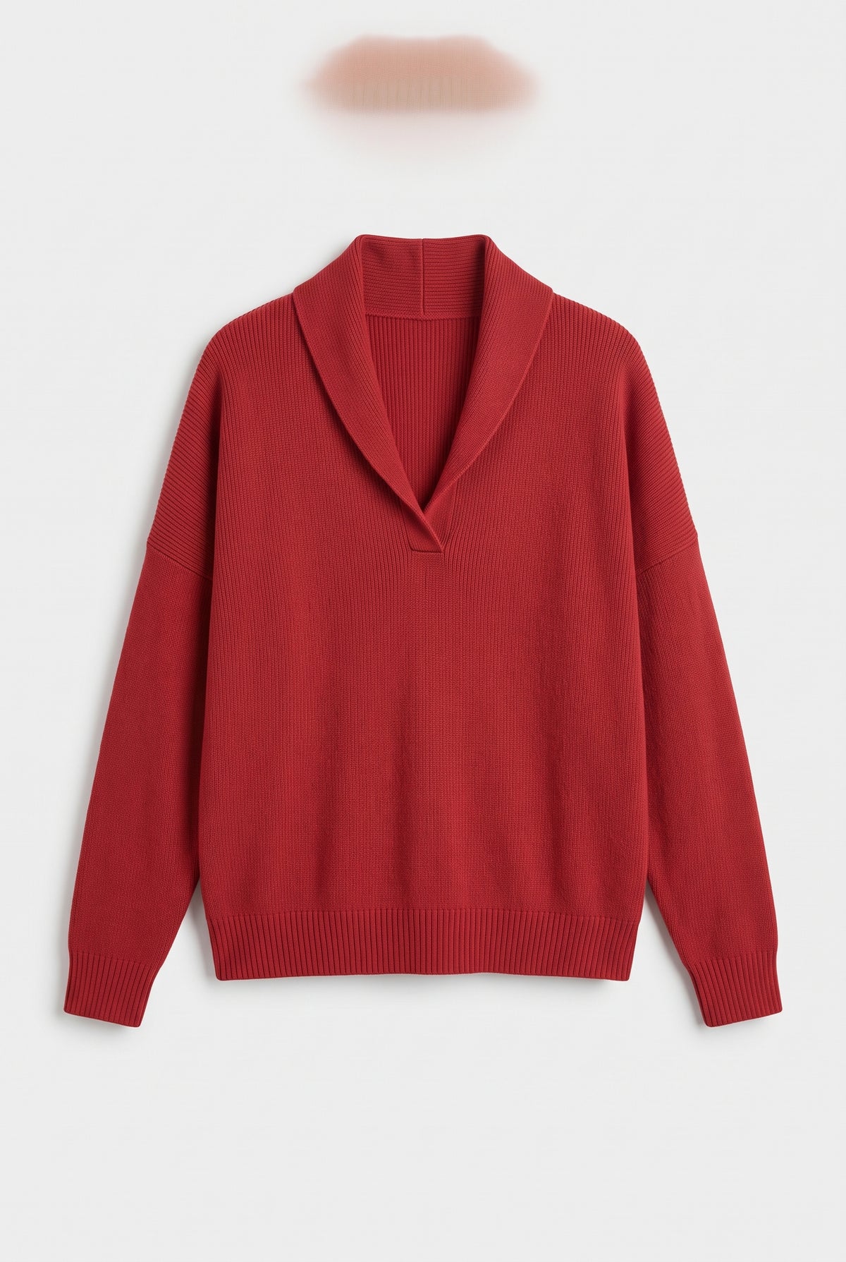 Sweater – women's relaxed ribbed V-neck — Red