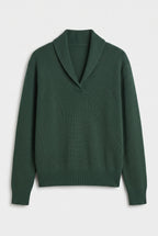 Sweater – women's relaxed ribbed V-neck — Green