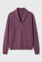 Sweater – women's relaxed ribbed V-neck — Purple