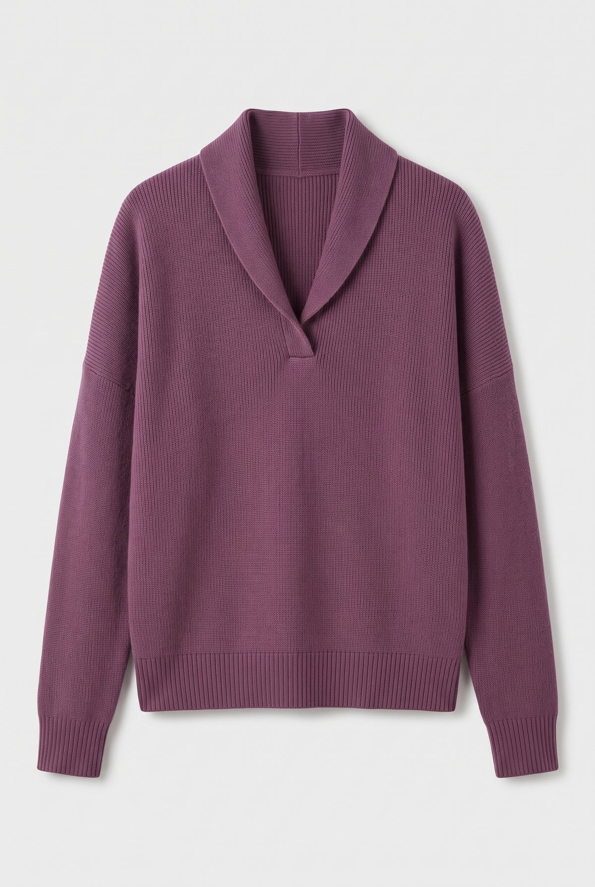 Sweater – women's relaxed ribbed V-neck — Purple