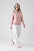 Sweater – women's relaxed ribbed V-neck — Pink