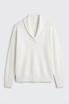 Sweater – women's relaxed ribbed V-neck — White