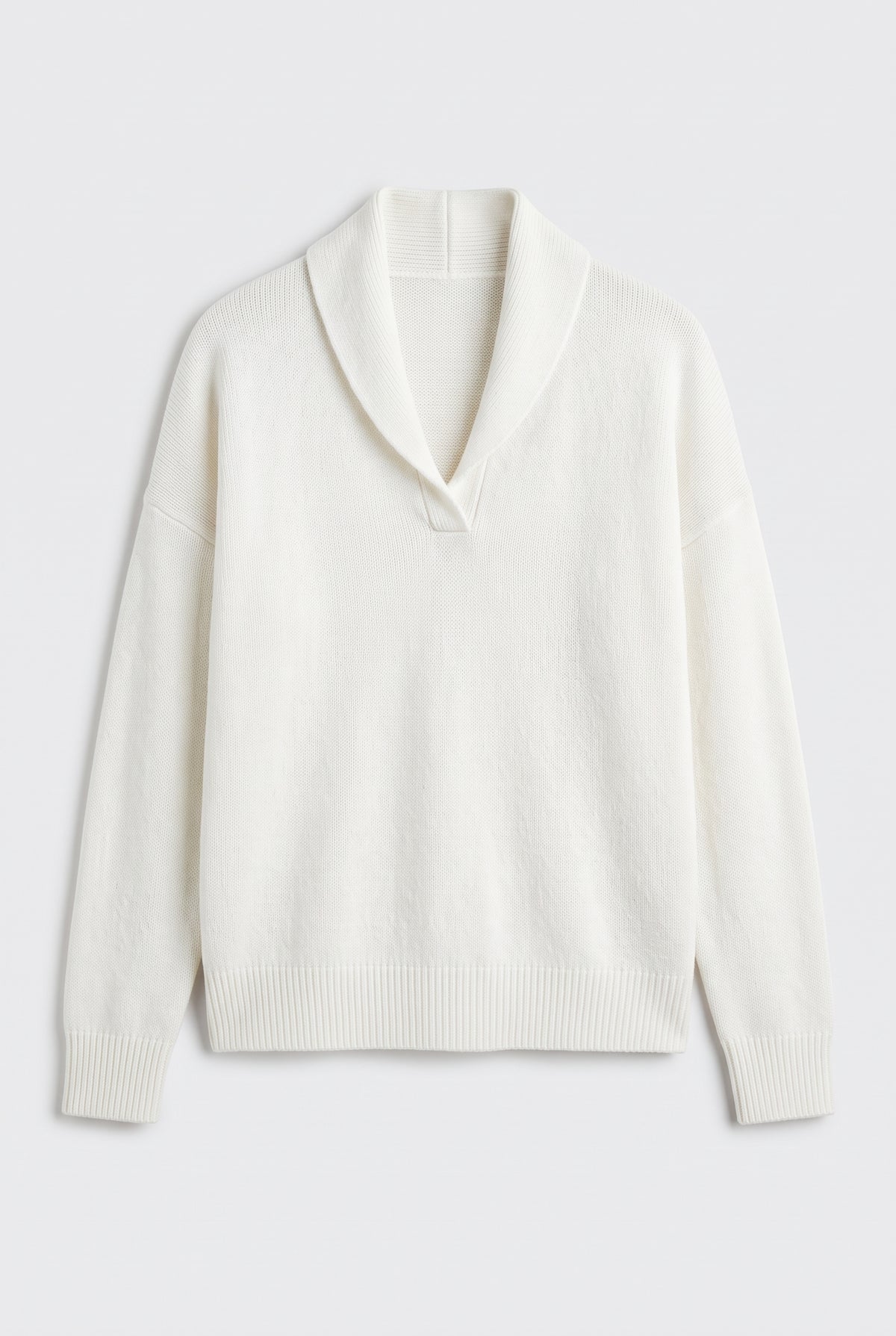 Sweater – women's relaxed ribbed V-neck — White