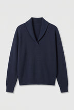 Sweater – women's relaxed ribbed V-neck — Blue