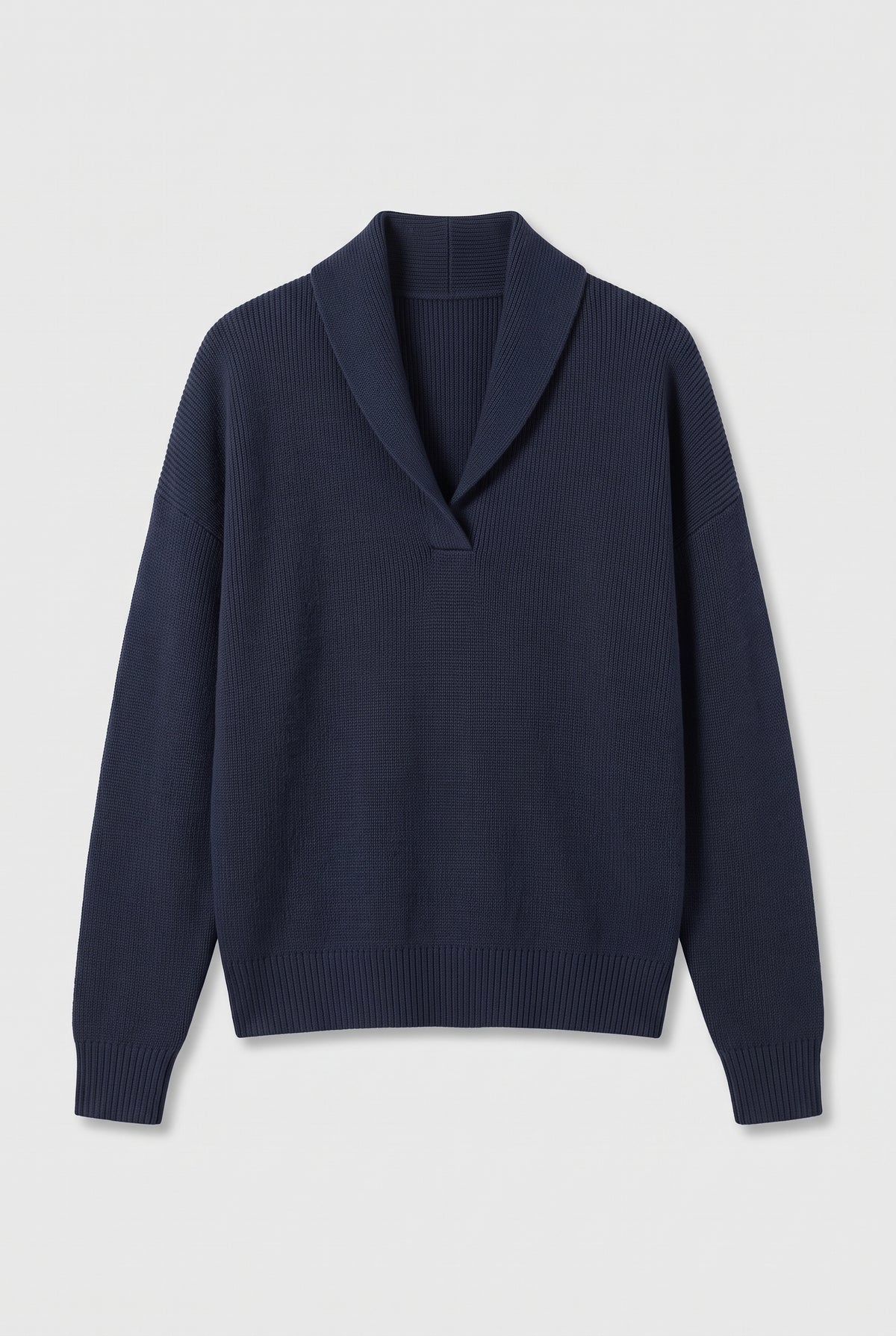 Sweater – women's relaxed ribbed V-neck — Blue