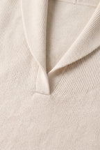 Sweater – women's relaxed ribbed V-neck — Cream