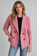 Knit Jacket – Women's Knit Sleeve Blazer Jacket — Pink