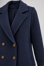 Knit Jacket – Women's Knit Sleeve Blazer Jacket — Navy Blue