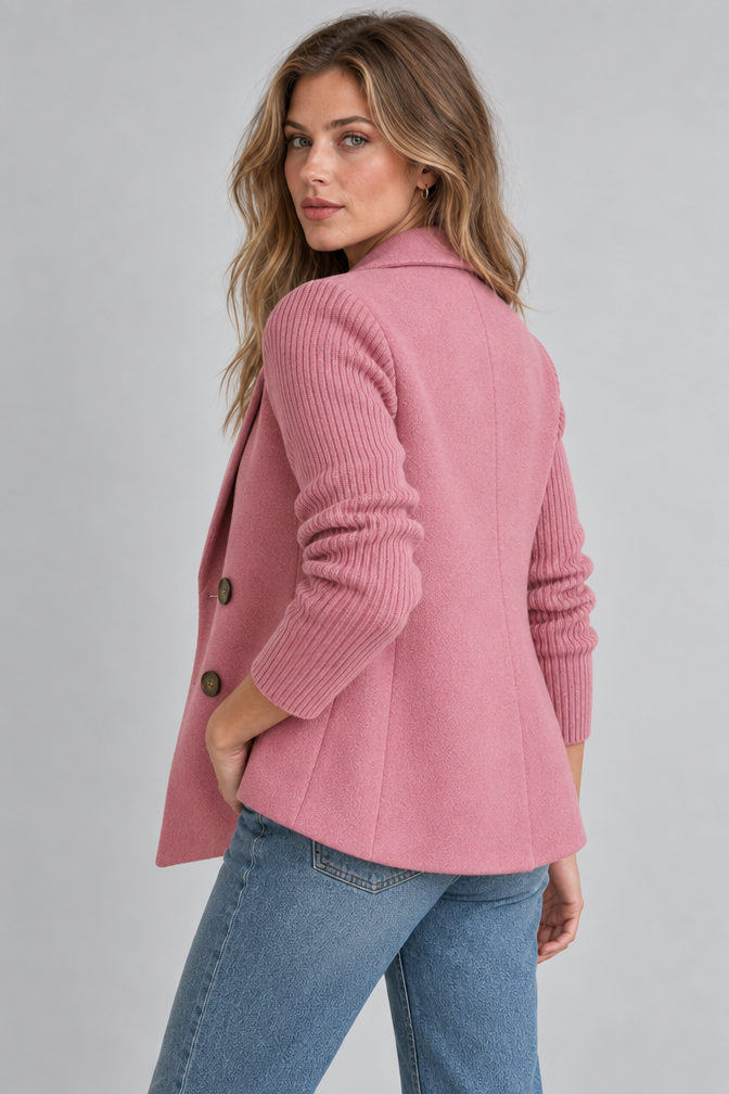 Knit Jacket – Women's Knit Sleeve Blazer Jacket — Pink