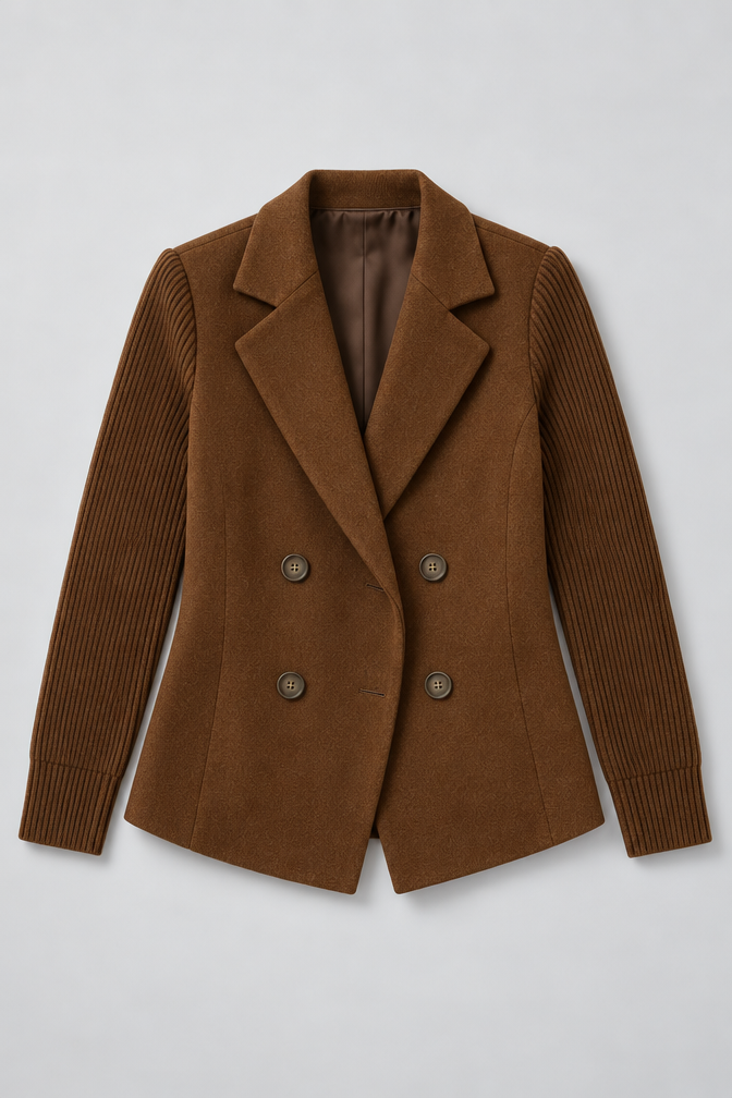 Knit Jacket – Women's Knit Sleeve Blazer Jacket — Dark Brown