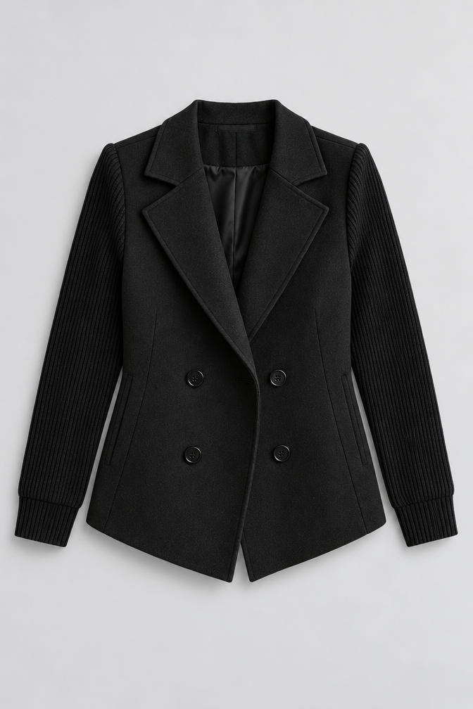 Knit Jacket – Women's Knit Sleeve Blazer Jacket — Black
