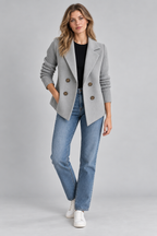 Knit Jacket – Women's Knit Sleeve Blazer Jacket — Gray