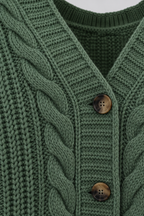 Mira – Women's Oversized Cable Knit Cardigan — Dark Green