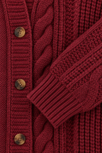 Mira – Women's Oversized Cable Knit Cardigan — Dark Red