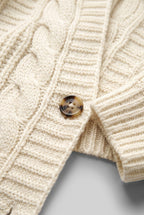 Mira – Women's Oversized Cable Knit Cardigan — Beige
