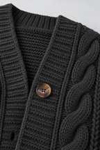 Mira – Women's Oversized Cable Knit Cardigan — Black