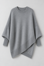 Cashmere Sweater – Oversized Batwing Asymmetric Hem — Gray