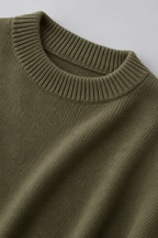 Cashmere Sweater – Oversized Batwing Asymmetric Hem — Olive Green