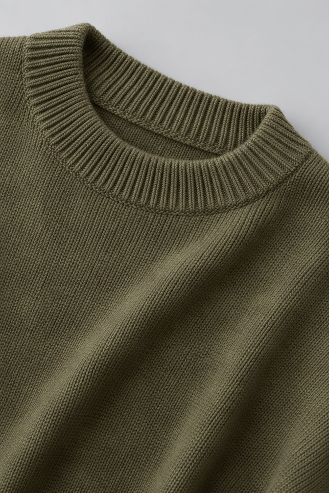 Cashmere Sweater – Oversized Batwing Asymmetric Hem — Olive Green