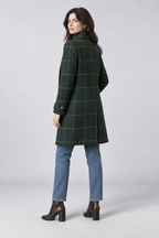 Green Wool Coat – Women's Green Checked Wool-Blend Coat