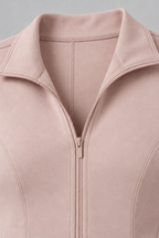 Women's Ribbed Zip Top and Flared Trousers Set — Pink