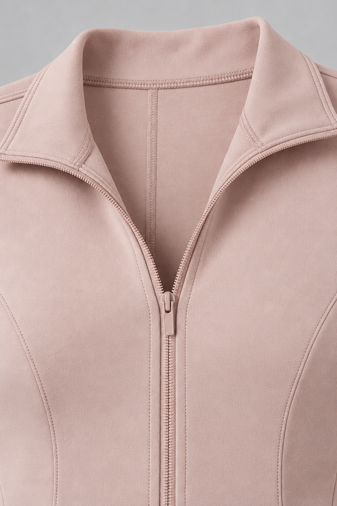 Women's Ribbed Zip Top and Flared Trousers Set — Pink