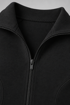Women's Ribbed Zip Top and Flared Trousers Set — Black