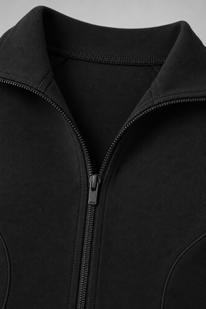Women's Ribbed Zip Top and Flared Trousers Set — Black